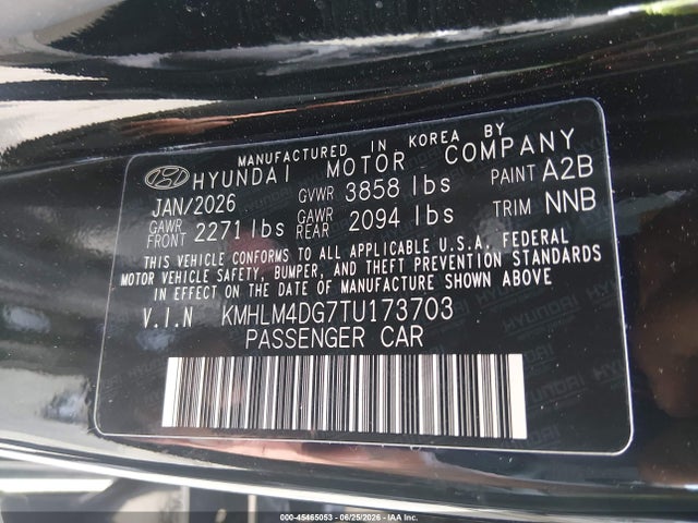 KMHLM4DG7TU173703 Hyundai Elantra Sel Sport