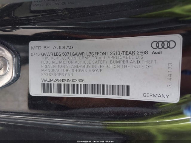 Продаж на аукціоні авто 2016 Audi A5 Premium Plus, vin: WAUM2AFHXGN002606, номер лоту: 45465055