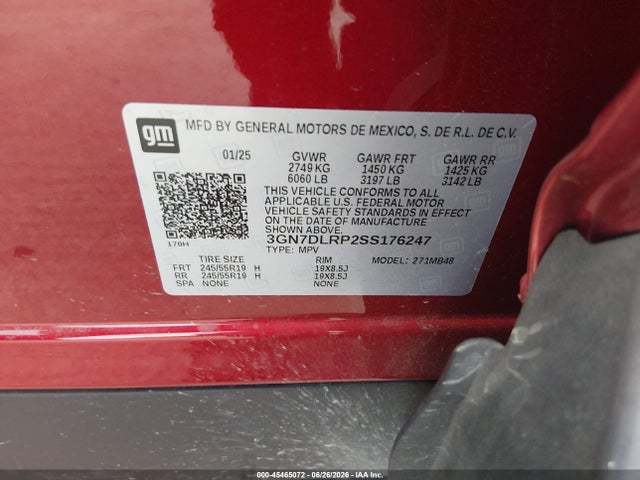 3GN7DLRP2SS176247 Chevrolet Equinox Ev Lt