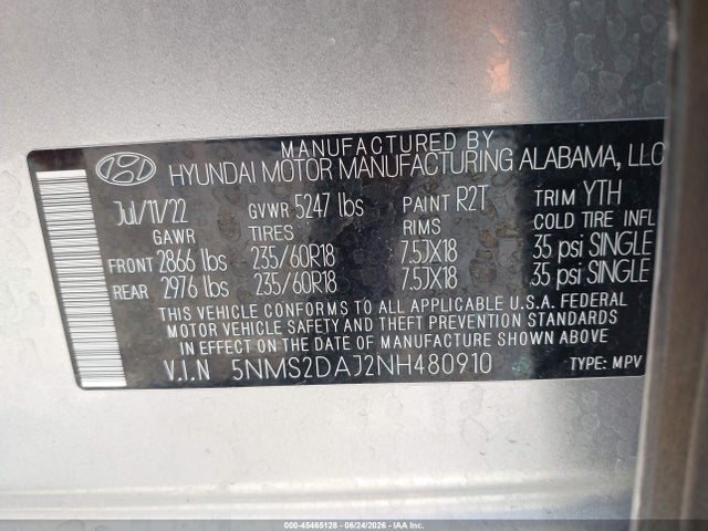 Hyundai Santa Fe Sel 2022 5NMS2DAJ2NH480910 Image 9