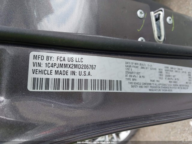 Aukcja sprzedaży 2021 Jeep Cherokee Latitude Lux 4x4, vin: 1C4PJMMX2MD206767, numer aukcji: 45465143