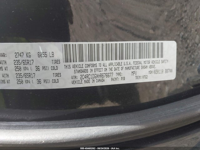 45465262 :رقم المزاد ، 2C4RC1DGXHR676677 vin ، 2017 Chrysler Pacifica Touring مزاد بيع