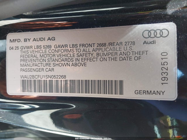 WAU2BCFU1SN052268 Audi All-new A5 Premium Plus Tfsi Quattro S Tronic