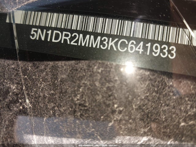 45465310 :رقم المزاد ، 5N1DR2MM3KC641933 vin ، 2019 Nissan Pathfinder S مزاد بيع