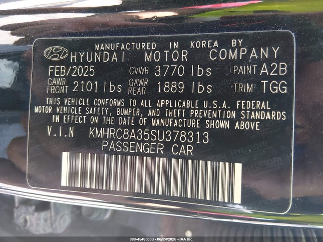 45465333 :رقم المزاد ، KMHRC8A35SU378313 vin ، 2025 Hyundai Venue Sel مزاد بيع