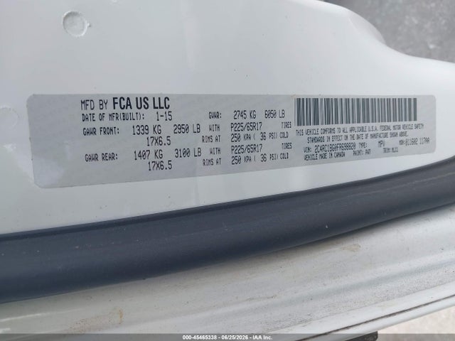 2015 Chrysler Town & Country Touring მანქანა იყიდება აუქციონზე, vin: 2C4RC1BG0FR698820, აუქციონის ნომერი: 45465338