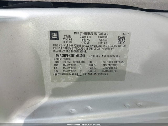 Chevrolet Express 3500 Lt 2017 1GAZGPFF2H1266285 Image 9