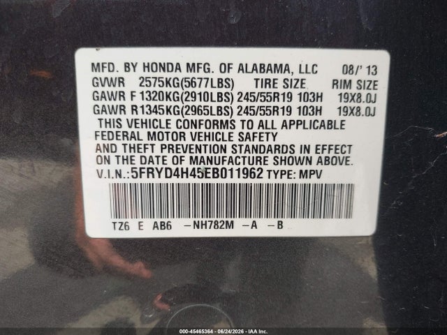 Продажа на аукционе авто 2014 Acura Mdx Technology Package, vin: 5FRYD4H45EB011962, номер лота: 45465364