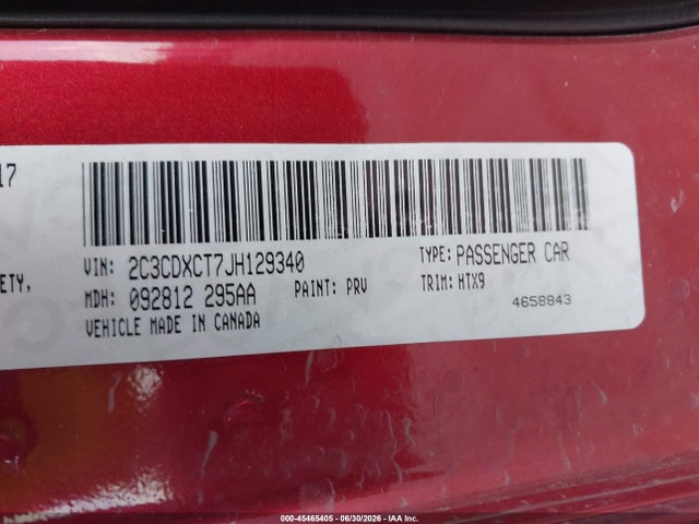 45465405 :رقم المزاد ، 2C3CDXCT7JH129340 vin ، 2018 Dodge Charger R/t Rwd مزاد بيع