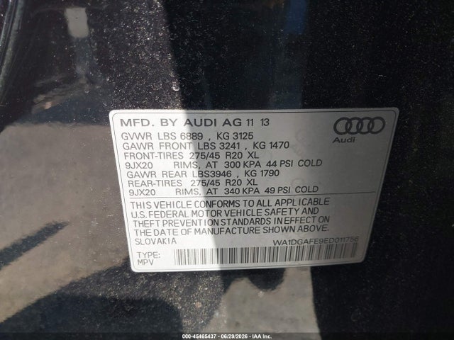 Продаж на аукціоні авто 2014 Audi Q7 3.0t S Line Prestige, vin: WA1DGAFE9ED011756, номер лоту: 45465437