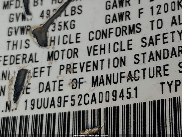2012 Acura Tl 3.7 მანქანა იყიდება აუქციონზე, vin: 19UUA9F52CA009451, აუქციონის ნომერი: 45465493