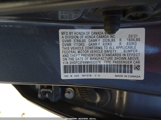 2HGFC2F84MH552078 Honda Civic Sport