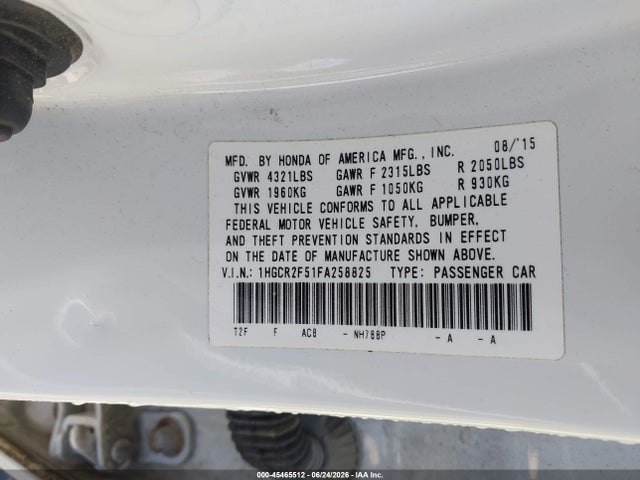 1HGCR2F51FA258825 Honda Accord Sport