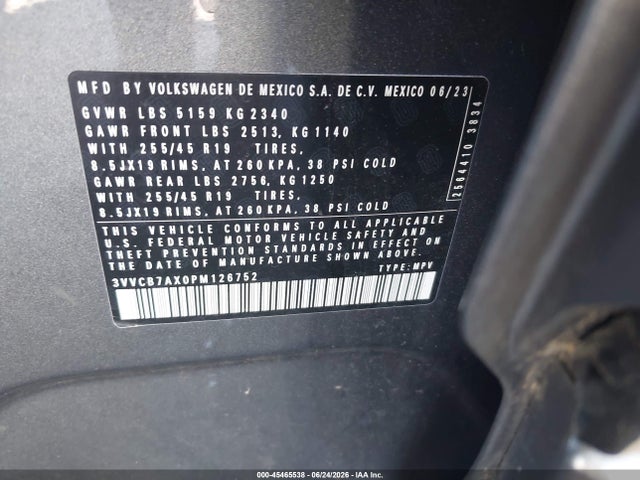 2023 Volkswagen Tiguan 2.0t Se R-line Black მანქანა იყიდება აუქციონზე, vin: 3VVCB7AX0PM126752, აუქციონის ნომერი: 45465538