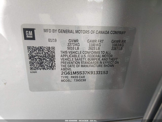 2019 Cadillac Xts Luxury მანქანა იყიდება აუქციონზე, vin: 2G61M5S37K9133153, აუქციონის ნომერი: 45465566