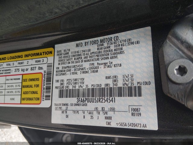 3FA6P0UU5JR254541 Ford Fusion Hybrid S