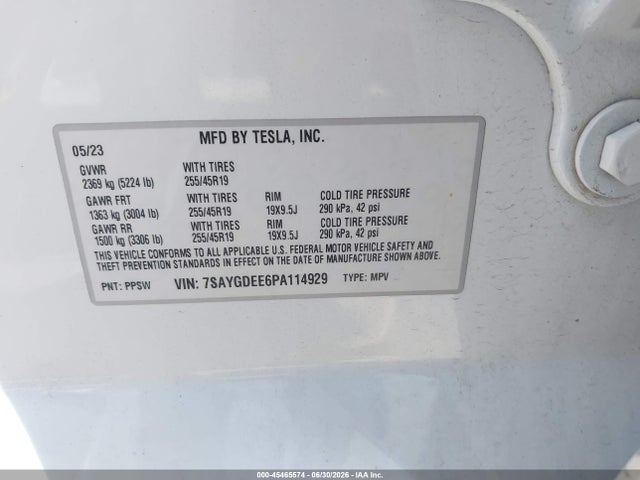 7SAYGDEE6PA114929 Tesla Model Y Awd/long Range Dual Motor All-wheel Drive