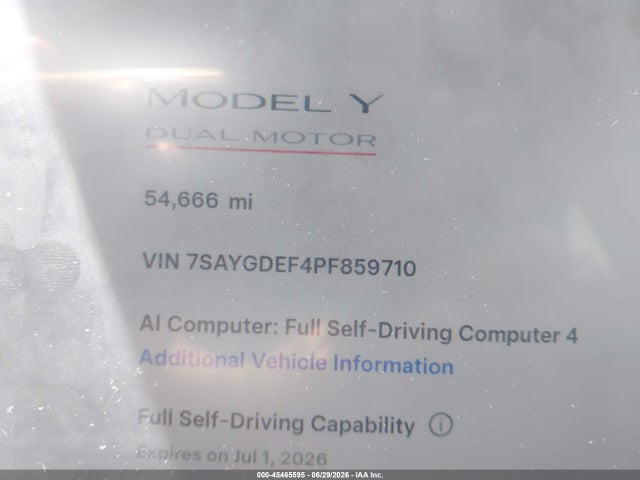 Продажа на аукционе авто 2023 Tesla Model Y Performance Dual Motor All-wheel Drive, vin: 7SAYGDEF4PF859710, номер лота: 45465595