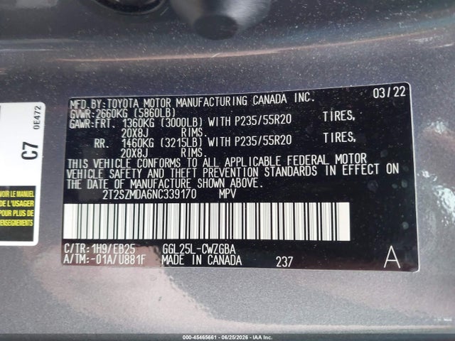 Продажа на аукционе авто 2022 Lexus Rx 350 F Sport Appearance, vin: 2T2SZMDA6NC339170, номер лота: 45465661