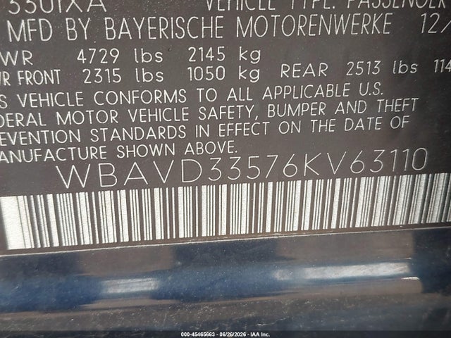 Aukcja sprzedaży 2006 Bmw 330xi, vin: WBAVD33576KV63110, numer aukcji: 45465663