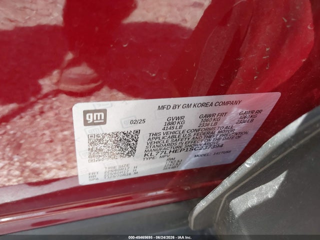 Продаж на аукціоні авто 2025 Chevrolet Trax Fwd Lt, vin: KL77LHEP1SC237394, номер лоту: 45465695