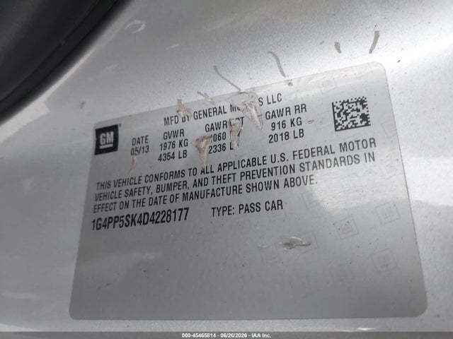 45465814 :رقم المزاد ، 1G4PP5SK4D4228177 vin ، 2013 Buick Verano مزاد بيع