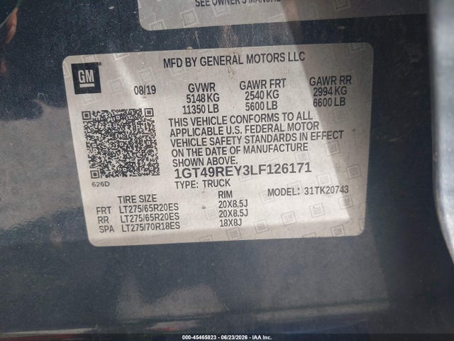 Продажа на аукционе авто 2020 Gmc Sierra 2500hd 4wd  Standard Bed Denali, vin: 1GT49REY3LF126171, номер лота: 45465823