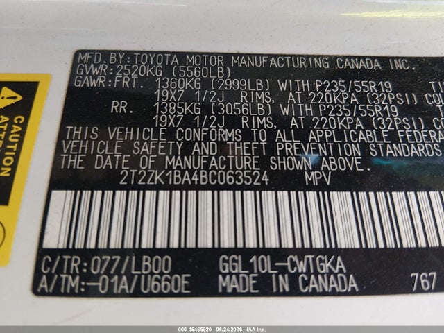 Продажа на аукционе авто 2011 Lexus Rx 350, vin: 2T2ZK1BA4BC063524, номер лота: 45465920
