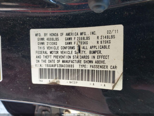Продажа на аукционе авто 2011 Acura Tl 3.5, vin: 19UUA8F52BA008695, номер лота: 45465949