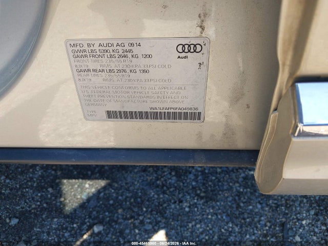2015 Audi Q5 2.0t Premium მანქანა იყიდება აუქციონზე, vin: WA1LFAFP6FA049836, აუქციონის ნომერი: 45465960