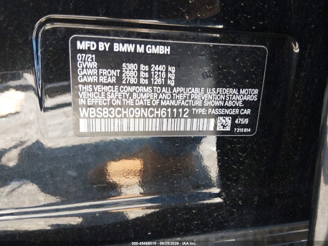 Aukcja sprzedaży 2022 Bmw M5, vin: WBS83CH09NCH61112, numer aukcji: 45466010