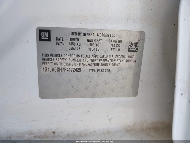 Chevrolet Sonic Ls Auto 2015 1G1JA6SH7F4172429 Image 9
