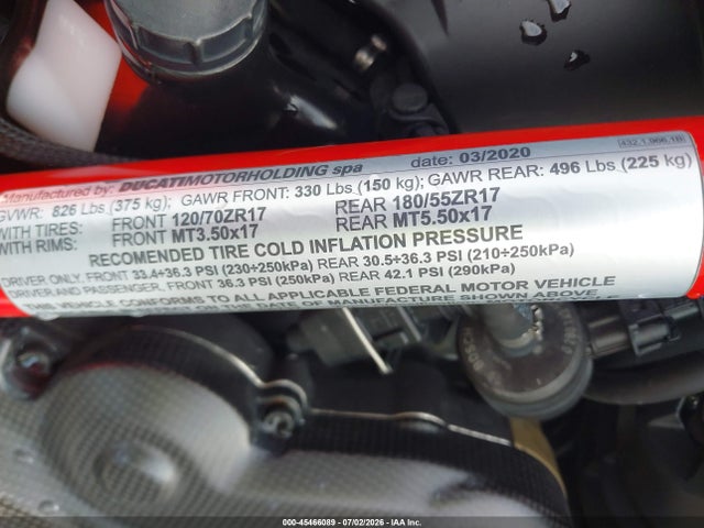 Aukcja sprzedaży 2020 Ducati Hypermotard 950/950 Sp, vin: ZDMBAJDT1LB005737, numer aukcji: 45466089