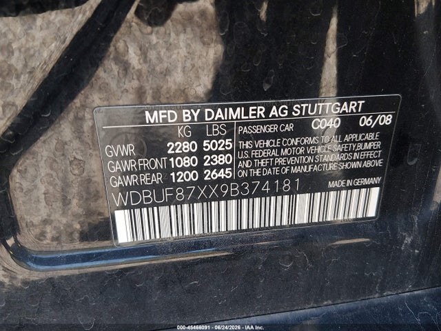 Aukcja sprzedaży 2009 Mercedes-benz E 350 4matic, vin: WDBUF87XX9B374181, numer aukcji: 45466091