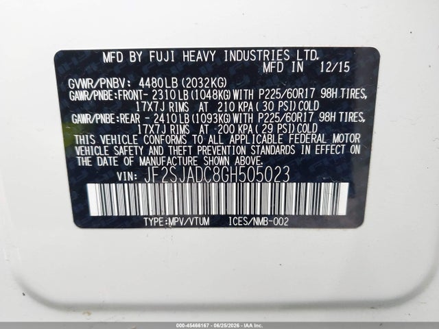 Subaru Forester 2.5i Premium 2016 JF2SJADC8GH505023 Image 9