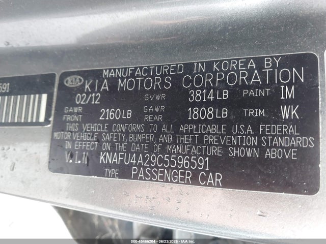 Aukcja sprzedaży 2012 Kia Forte Ex, vin: KNAFU4A29C5596591, numer aukcji: 45466204