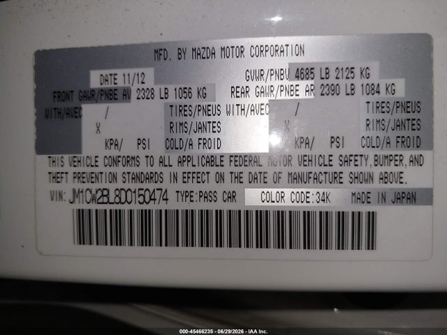 Продаж на аукціоні авто 2013 Mazda Mazda5 Sport, vin: JM1CW2BL8D0150474, номер лоту: 45466235