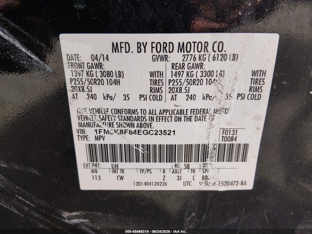 Ford Explorer Limited 2014 1FM5K8F84EGC23521 Image 9