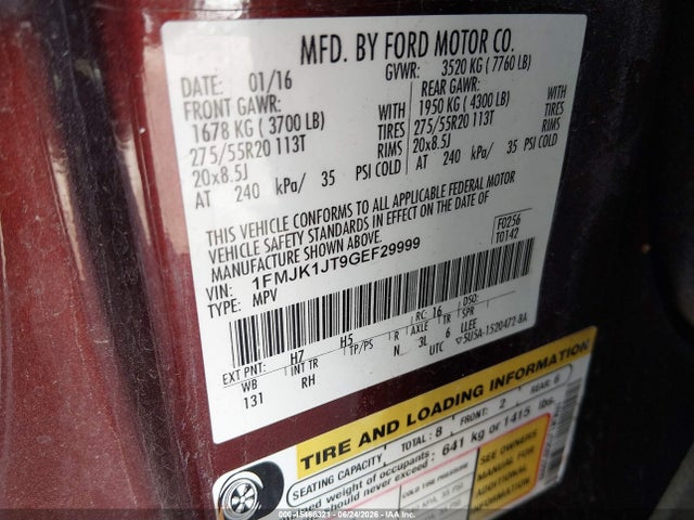 1FMJK1JT9GEF29999 Ford Expedition El King Ranch