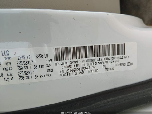 Aukcja sprzedaży 2014 Dodge Grand Caravan Sxt, vin: 2C4RDGCG5ER152947, numer aukcji: 45466345