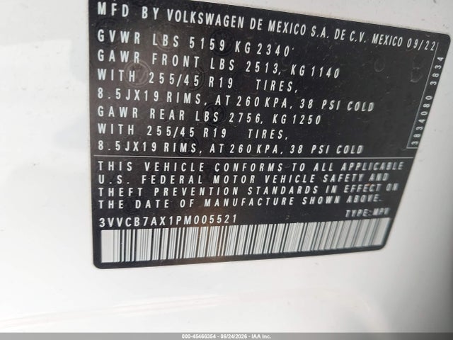 Продажа на аукционе авто 2023 Volkswagen Tiguan 2.0t Se R-line Black, vin: 3VVCB7AX1PM005521, номер лота: 45466354