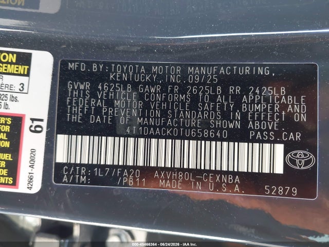 Toyota CAMRY LE 2026 4T1DAACK0TU658640 Image 9