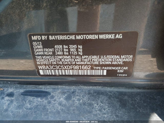 Aukcja sprzedaży 2013 Bmw 320i Xdrive, vin: WBA3C3C5XDF981662, numer aukcji: 45466368