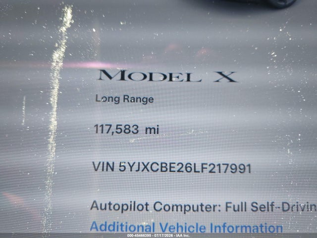 5YJXCBE26LF217991 Tesla Model X Long Range Dual Motor All-wheel Drive/long Range Plus Dual Motor All-wheel Drive