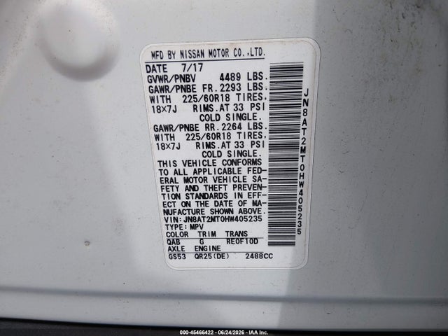 Nissan Rogue Sl 2017 JN8AT2MT0HW405235 Image 9