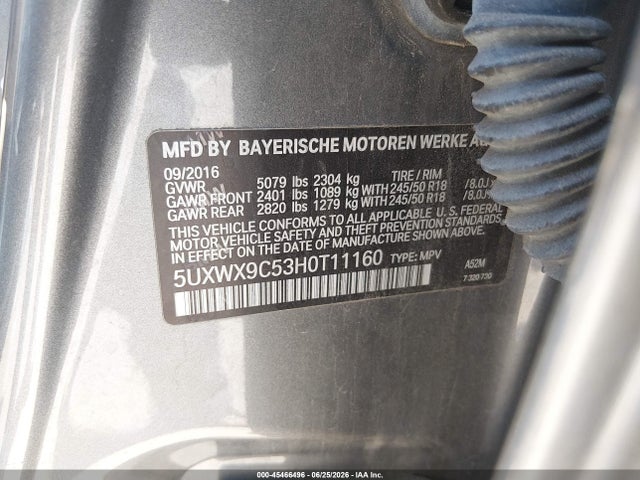 Продажа на аукционе авто 2017 Bmw X3 Xdrive28i, vin: 5UXWX9C53H0T11160, номер лота: 45466496