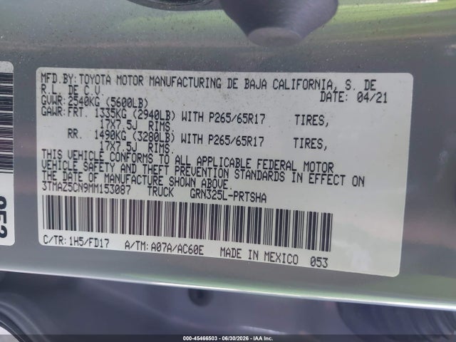 3TMAZ5CN9MM153087 Toyota Tacoma Trd Sport