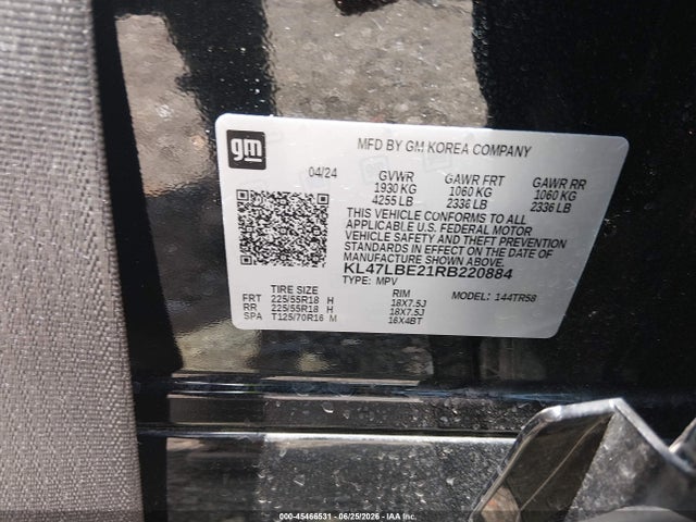 2024 Buick Envista Sport Touring Fwd მანქანა იყიდება აუქციონზე, vin: KL47LBE21RB220884, აუქციონის ნომერი: 45466531