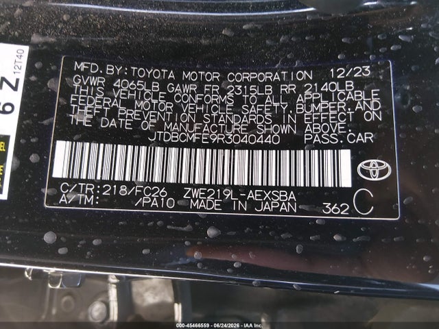 JTDBCMFE9R3040440 Toyota Corolla Hybrid Se