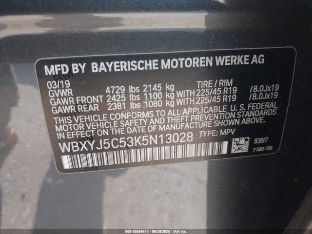Aukcja sprzedaży 2019 Bmw X2 Xdrive28i, vin: WBXYJ5C53K5N13028, numer aukcji: 45466614